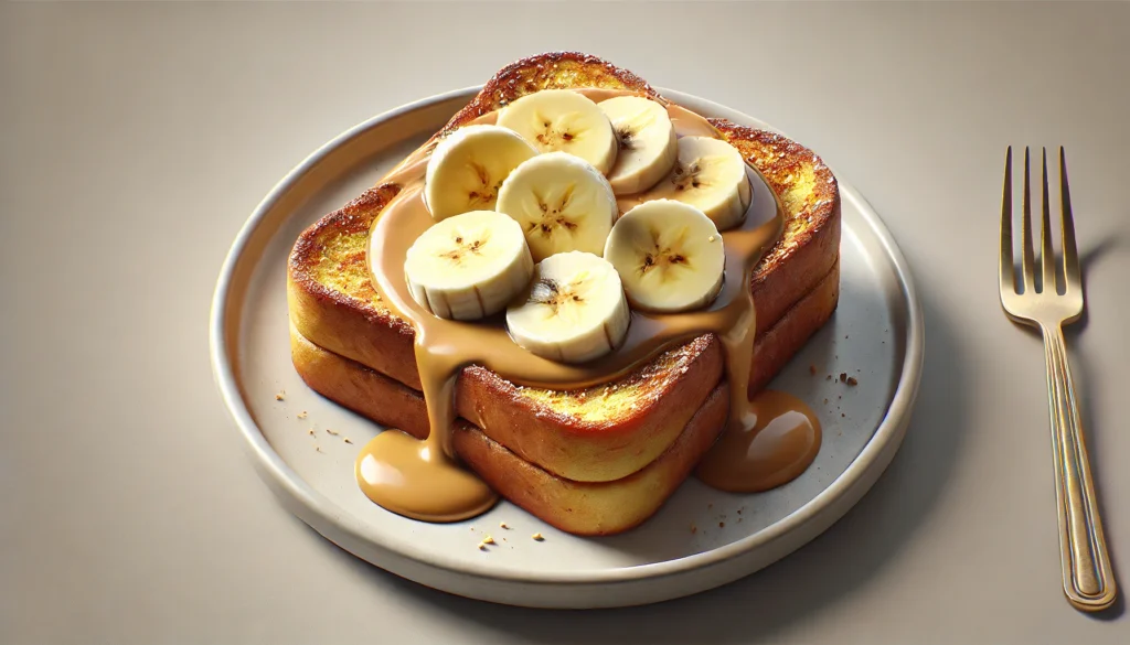 french toast con banana e burro di arachidi