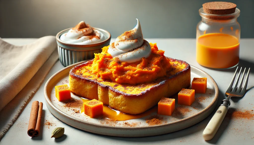 french toast con yogurt greco e purea di zucca