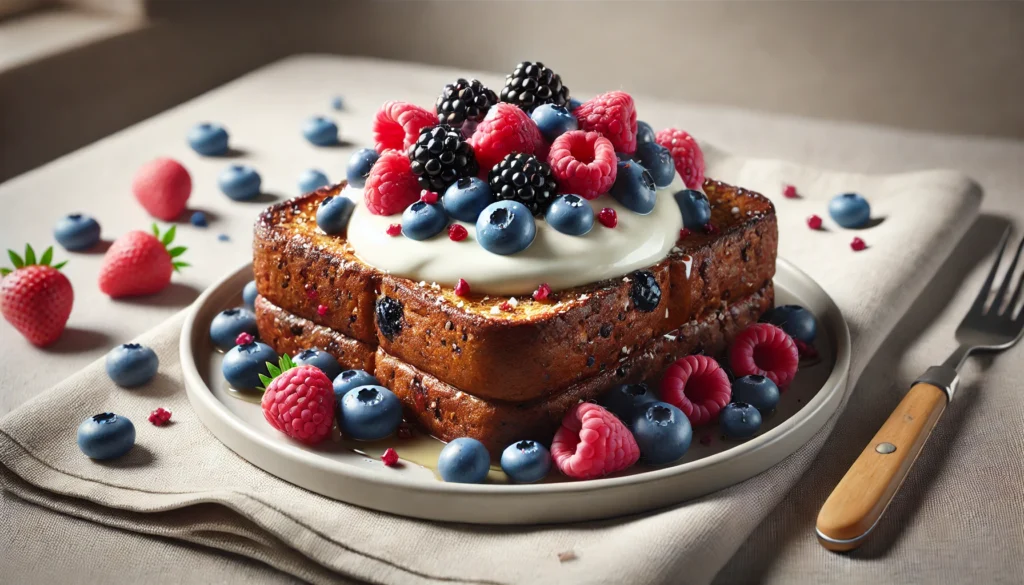 frrench toast con crema alla vaniglia e frutti di bosco